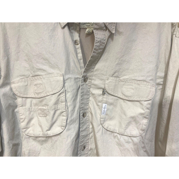 Cabela's Men's Long Sleeve Fishing Hiking Button Up Vented M Solid Tan - Picture 2 of 11